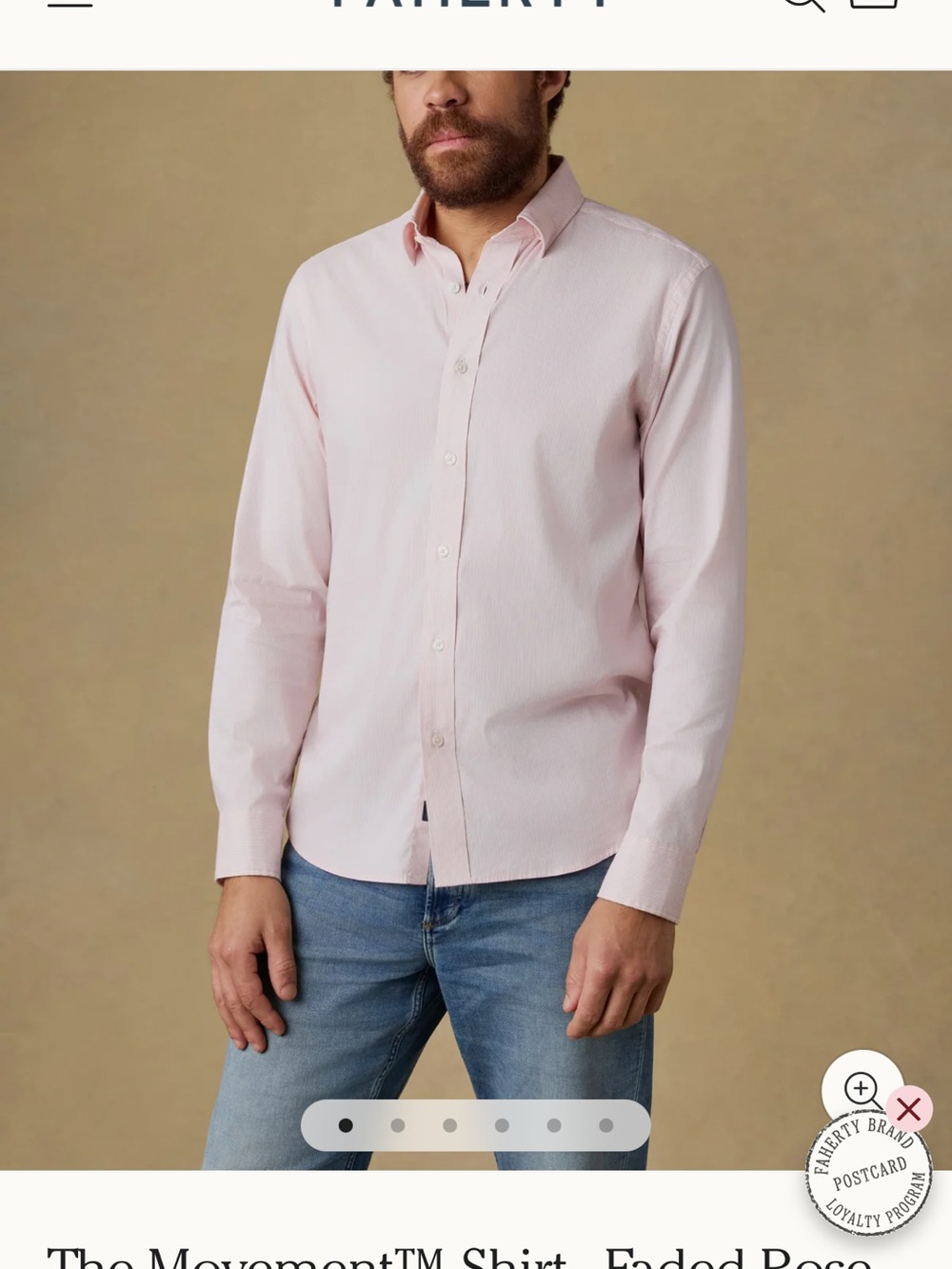 Faherty The Movement Shirt mens pink long sleeve button down woven shirt Sz M
